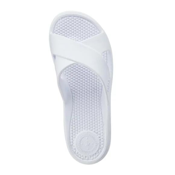 Totes Molded Cross Slide Sandals with Everywear in White NEW Size 7 - Picture 3 of 5